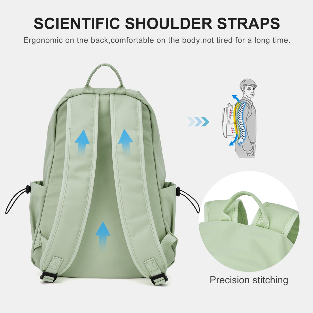 Unisex Lightweight Water-Resistant Backpack, Black Light Green