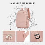 Unisex Lightweight Water-Resistant Backpack, Black Pink - Close-Up Angle