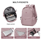 Unisex Lightweight Water-Resistant Backpack, Black Purple - Front View