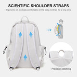 Unisex Lightweight Water-Resistant Backpack, Black White - Close-Up Angle