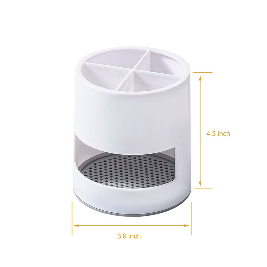Toothbrush Holders Toothpaste Stand Bathroom Organizer Cup Kitchen Cutlery Rack Vanity Countertop Makeup Brush Pen Storage White Round