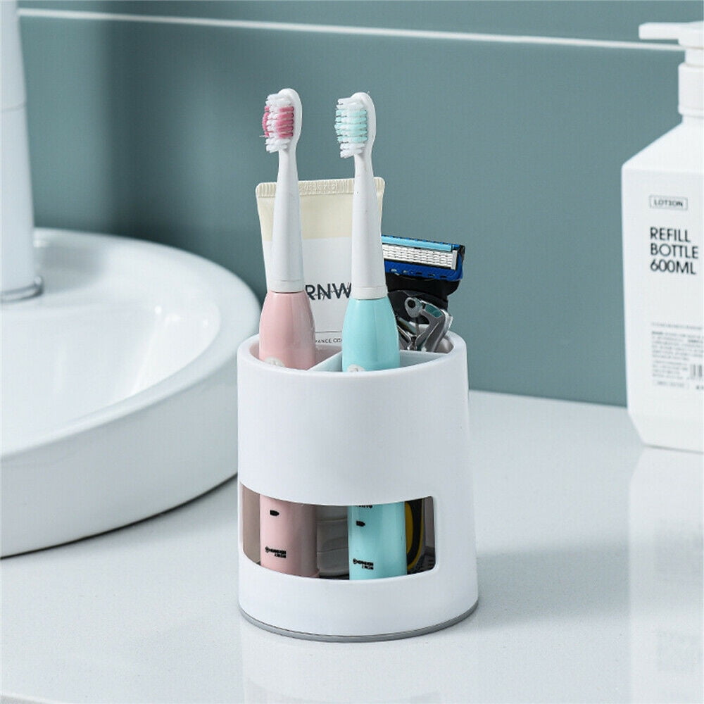 Toothbrush Holders Toothpaste Stand Bathroom Organizer Cup Kitchen Cutlery Rack Vanity Countertop Makeup Brush Pen Storage White Round