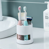 Toothbrush Holders Toothpaste Stand Bathroom Organizer Cup Kitchen Cutlery Rack Vanity Countertop Makeup Brush Pen Storage White Round