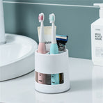 Toothbrush Holders Toothpaste Stand Bathroom Organizer Cup Kitchen Cutlery Rack Vanity Countertop Makeup Brush Pen Storage White Round