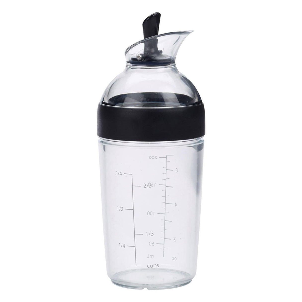 Salad Dressing Shaker Container Bottle Universal Manual Sauces Mixer Juice Mixing Bottle Resistant 8.4with Measurement Black