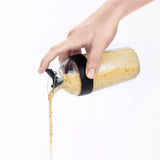 Salad Dressing Shaker Container Bottle Universal Manual Sauces Mixer Juice Mixing Bottle Resistant 8.4with Measurement Black - Top-Down View
