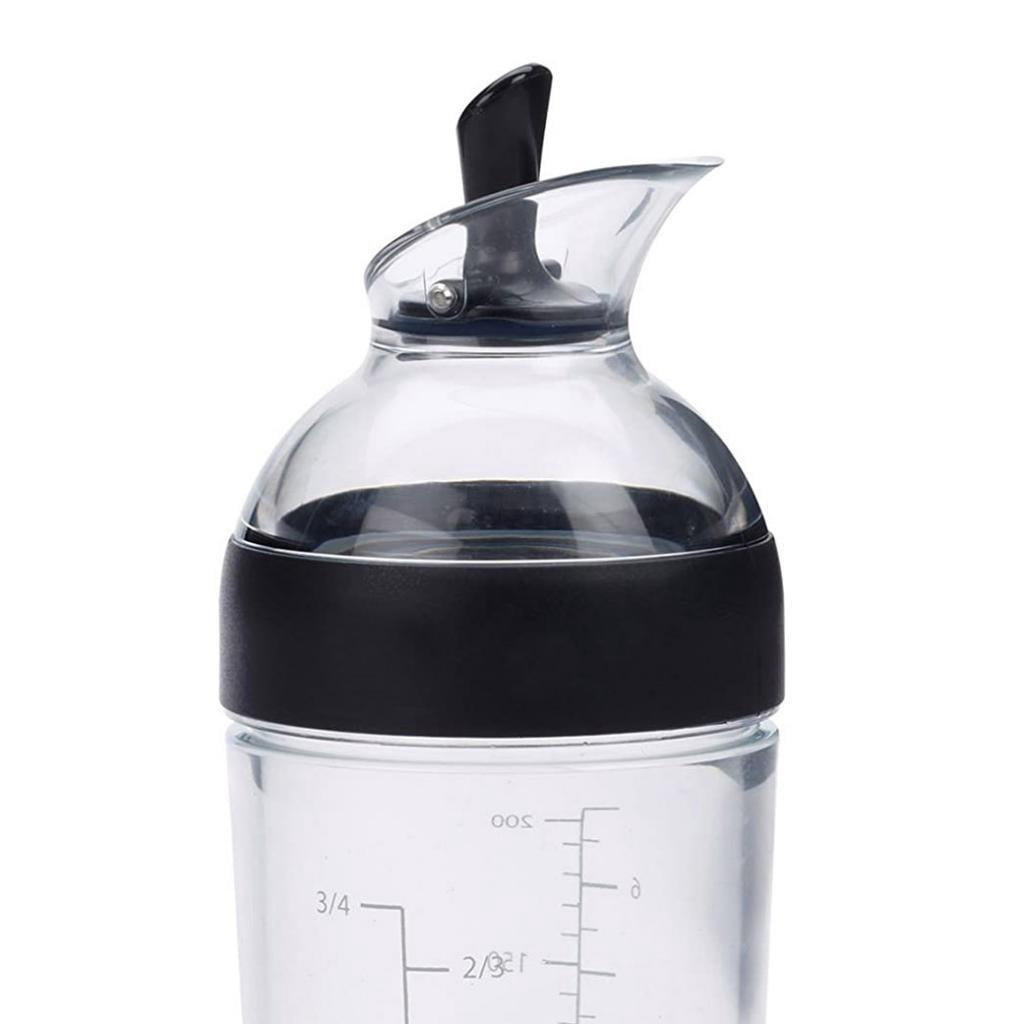 Salad Dressing Shaker Container Bottle Universal Manual Sauces Mixer Juice Mixing Bottle Resistant 8.4with Measurement Black