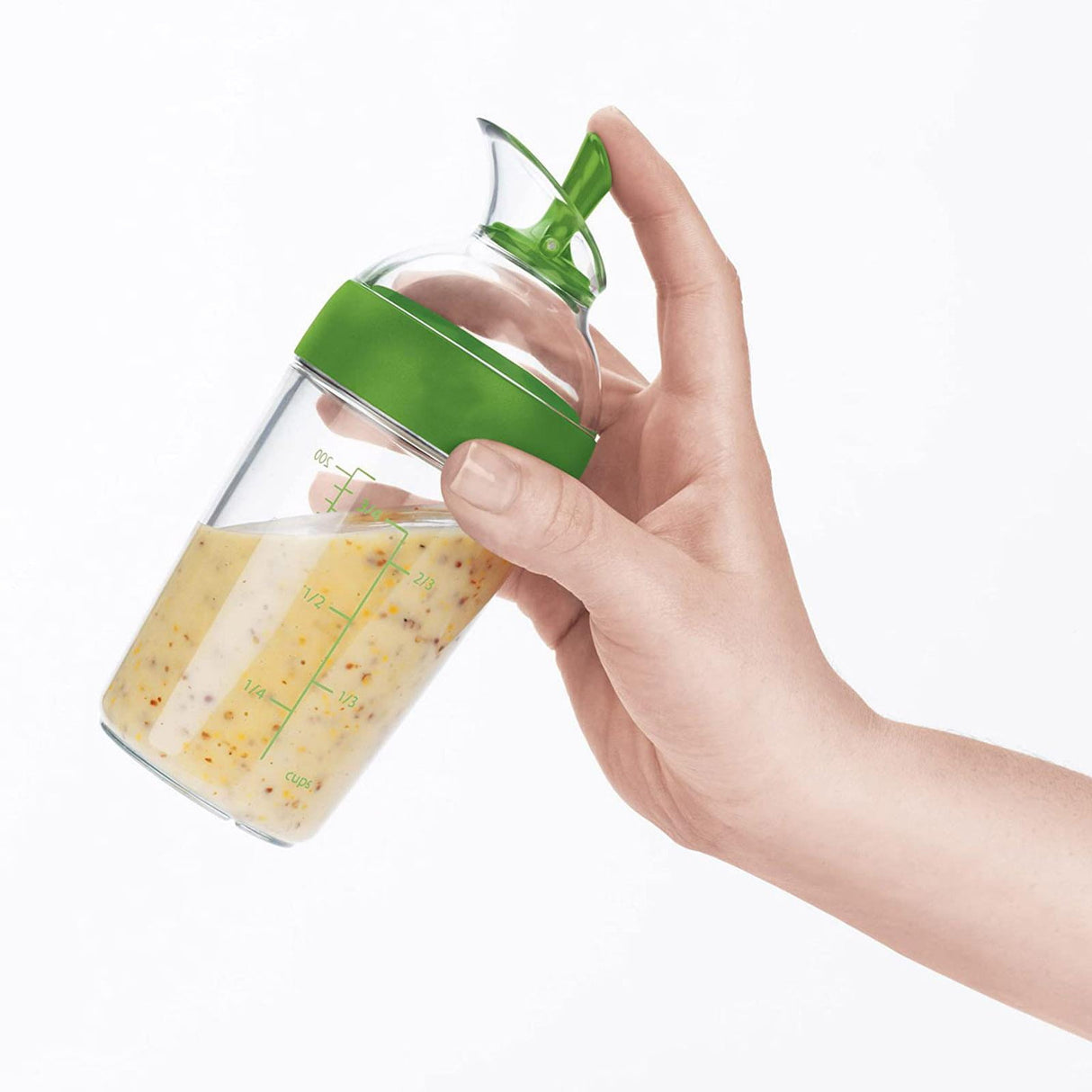 Salad Dressing Shaker Container Bottle Universal Manual Sauces Mixer Juice Mixing Bottle Resistant 8.4with Measurement Green