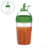 Salad Dressing Shaker Container Bottle Universal Manual Sauces Mixer Juice Mixing Bottle Resistant 8.4with Measurement Green - 45-Degree Angle