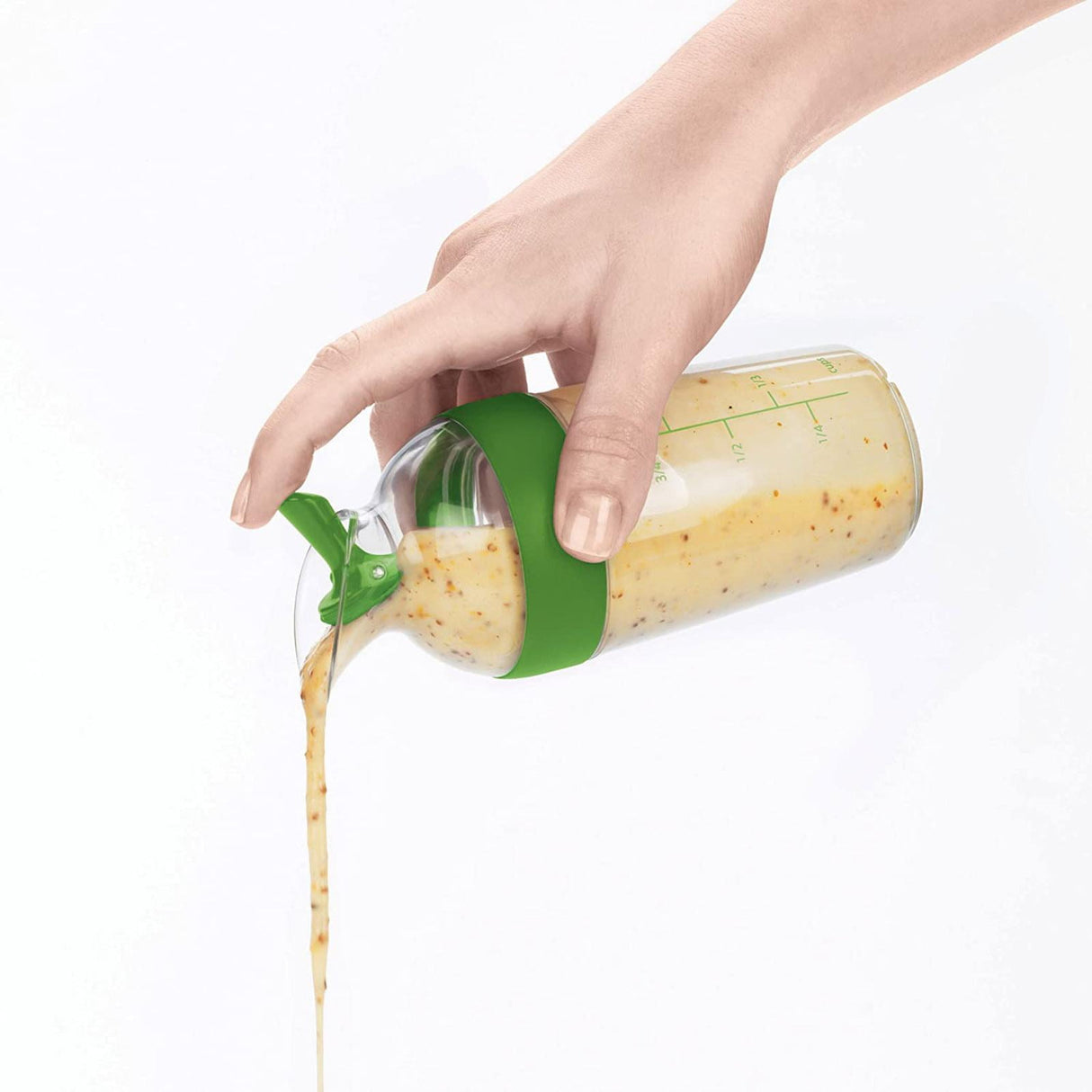 Salad Dressing Shaker Container Bottle Universal Manual Sauces Mixer Juice Mixing Bottle Resistant 8.4with Measurement Green