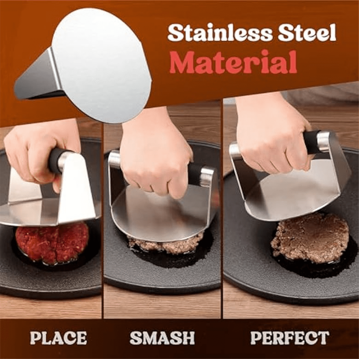 Smash Burger ,Hamburger Smasher Tool for Griddle, Stainless Steel Ham Patty ,Grill Smashburger