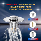 Bathroom Sink Drain Stopper - Pop Up Drain Plug with 4 Replacement Filters Basket, Removable Stainless Steel Floor Drain Filter, Anti Clogging Sink Strainer Hair Catcher for Washroom (Silver)