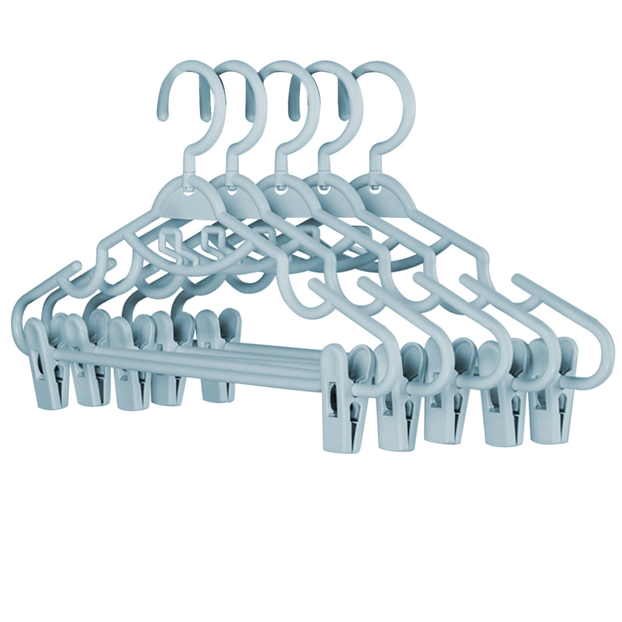 Plastic Pants Hangers with Clips 5 Pack Heavy Duty Skirt Hangers Swivel Hook and Notches Space Saving Acrylic Clip Hangers for Pants Suitable for All Clothing Blue