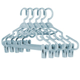 Plastic Pants Hangers with Clips 5 Pack Heavy Duty Skirt Hangers Swivel Hook and Notches Space Saving Acrylic Clip Hangers for Pants Suitable for All Clothing Blue