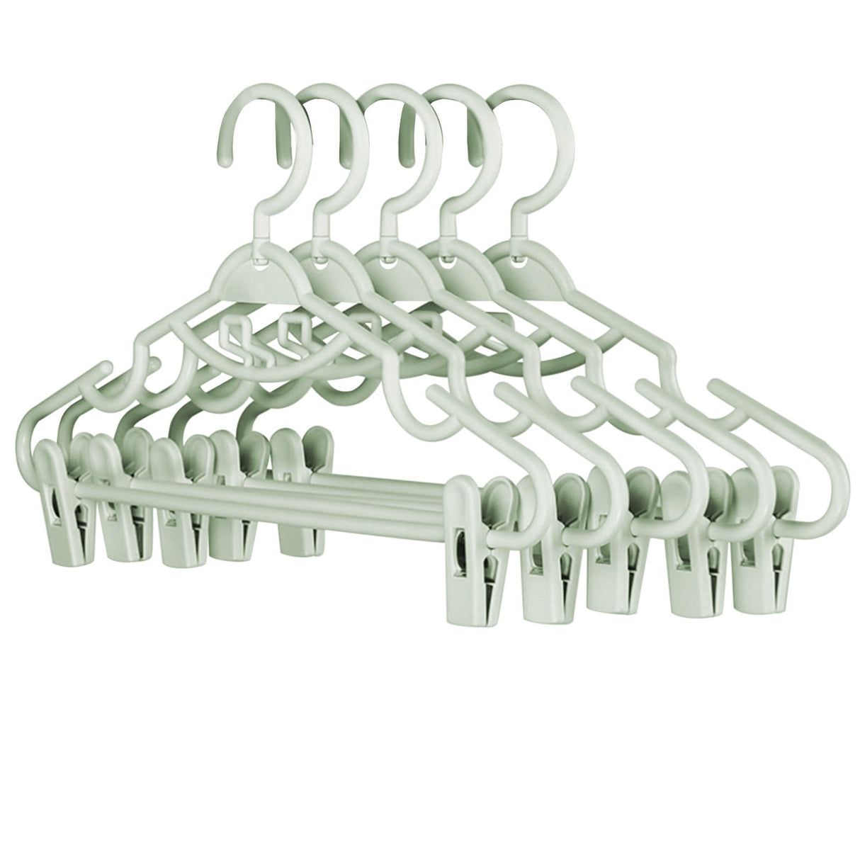 Plastic Pants Hangers with Clips 5 Pack Heavy Duty Skirt Hangers Swivel Hook and Notches Space Saving Acrylic Clip Hangers for Pants Suitable for All Clothing Green