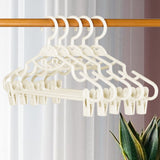 Plastic Pants Hangers with Clips 5 Pack Heavy Duty Skirt Hangers Swivel Hook and Notches Space Saving Acrylic Clip Hangers for Pants Suitable for All Clothing White