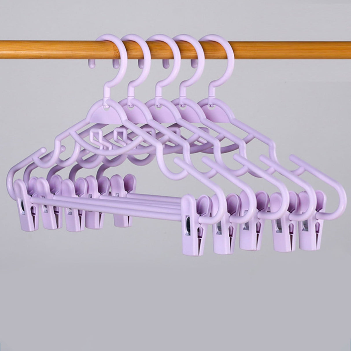 Plastic Pants Hangers with Clips 5 Pack Heavy Duty Skirt Hangers Swivel Hook and Notches Space Saving Acrylic Clip Hangers for Pants Suitable for All Clothing White