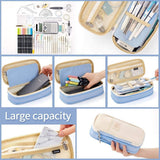 Big Capacity Pencil Pen Case Large Storage Pencil Bag Pouch Organizer (Purple) Blue