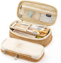 Big Capacity Pencil Pen Case Large Storage Pencil Bag Pouch Organizer (Purple) Khaki