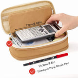 Big Capacity Pencil Pen Case Large Storage Pencil Bag Pouch Organizer (Purple) Khaki