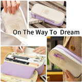 Big Capacity Pencil Pen Case Large Storage Pencil Bag Pouch Organizer (Purple) Purple - Front View