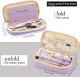 Big Capacity Pencil Pen Case Large Storage Pencil Bag Pouch Organizer (Purple) Purple - Top-Down View