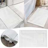 2PCS White Cotton Classic Rug Bath Mats Absorbent Cotton Hotel Spa Shower Bathtub Mats [Not A Bathroom Rug] Machine Washable Shower Bathroom Floor Towel C-White