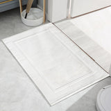 2PCS White Cotton Classic Rug Bath Mats Absorbent Cotton Hotel Spa Shower Bathtub Mats [Not A Bathroom Rug] Machine Washable Shower Bathroom Floor Towel C-White