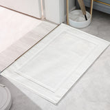 2PCS White Cotton Classic Rug Bath Mats Absorbent Cotton Hotel Spa Shower Bathtub Mats [Not A Bathroom Rug] Machine Washable Shower Bathroom Floor Towel C-White
