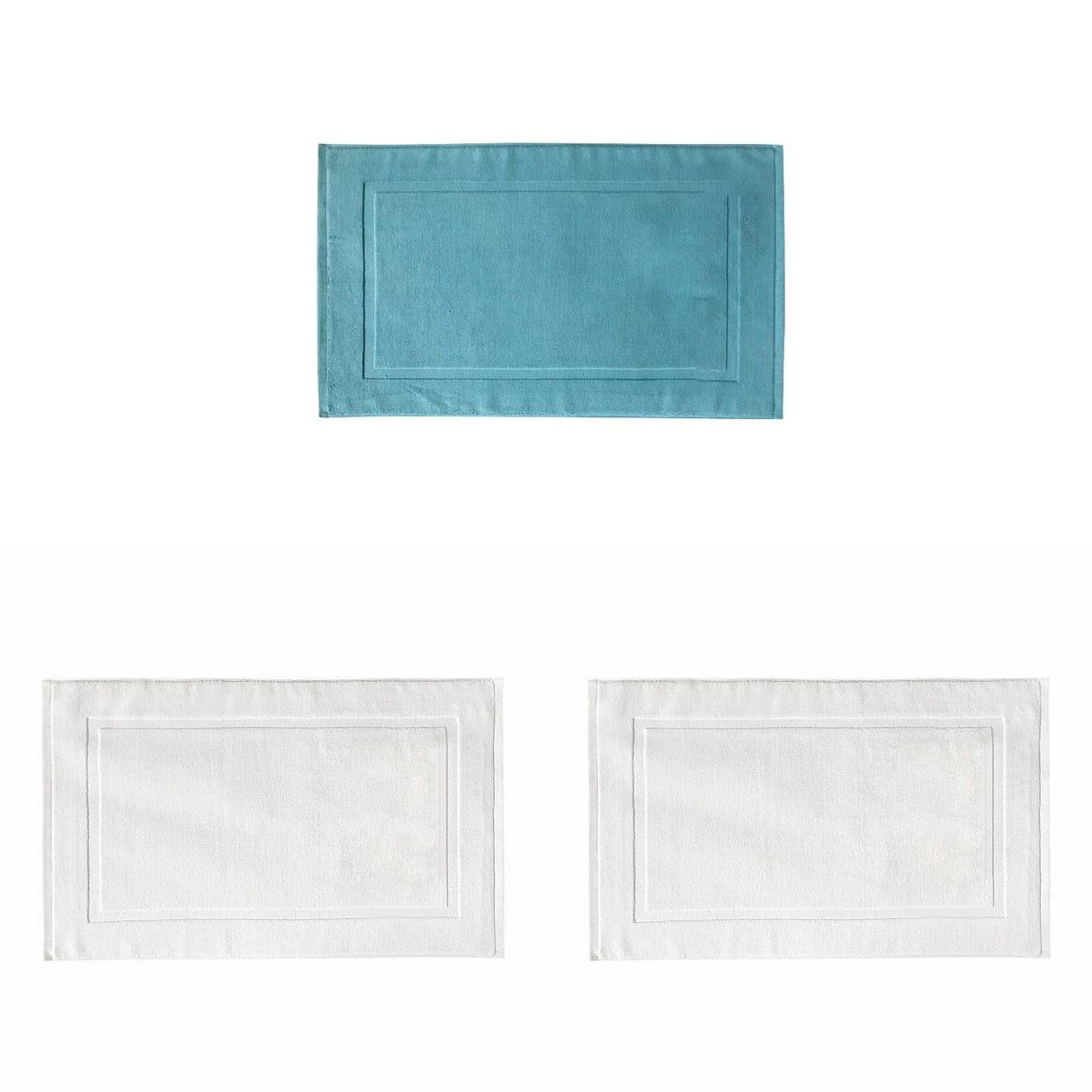 2PCS White Cotton Classic Rug Bath Mats Absorbent Cotton Hotel Spa Shower Bathtub Mats [Not A Bathroom Rug] Machine Washable Shower Bathroom Floor Towel D-White 2PCS & B 1PCS
