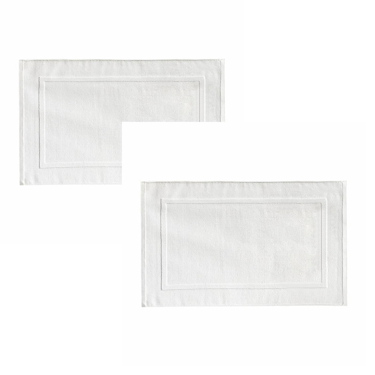 2PCS White Cotton Classic Rug Bath Mats Absorbent Cotton Hotel Spa Shower Bathtub Mats [Not A Bathroom Rug] Machine Washable Shower Bathroom Floor Towel F-White 2PCS