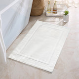 2PCS White Cotton Classic Rug Bath Mats Absorbent Cotton Hotel Spa Shower Bathtub Mats [Not A Bathroom Rug] Machine Washable Shower Bathroom Floor Towel F-White 2PCS - Rear View