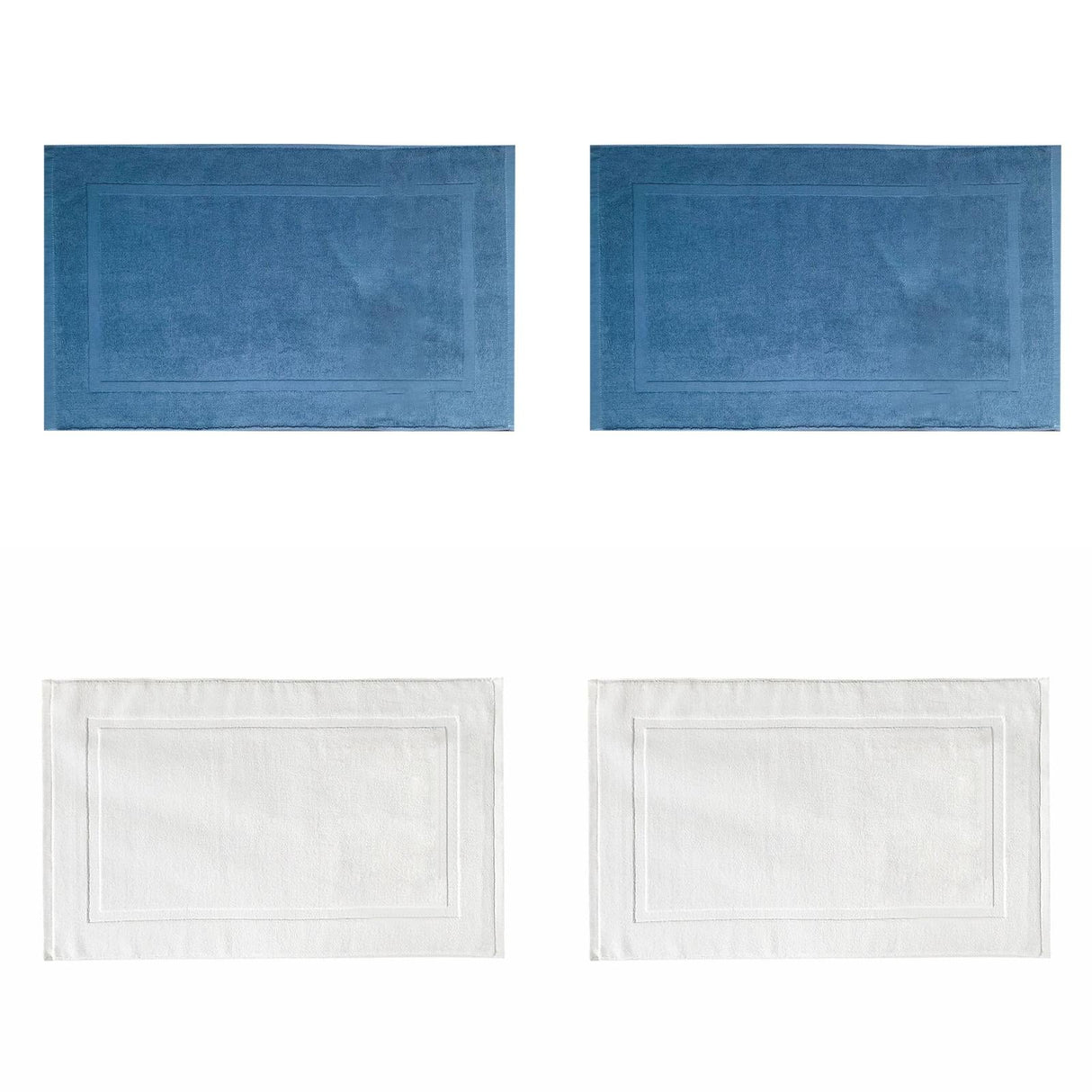 2PCS White Cotton Classic Rug Bath Mats Absorbent Cotton Hotel Spa Shower Bathtub Mats [Not A Bathroom Rug] Machine Washable Shower Bathroom Floor Towel F-White 2PCS & C 2PCS