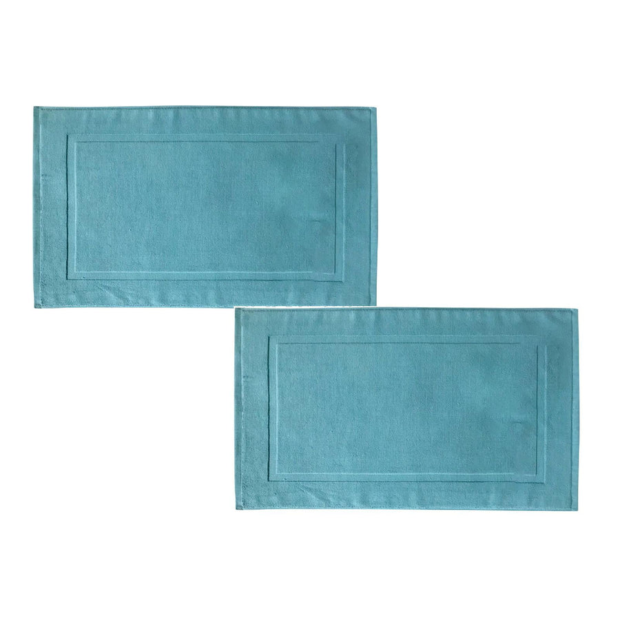 2PCS White Cotton Classic Rug Bath Mats Absorbent Cotton Hotel Spa Shower Bathtub Mats [Not A Bathroom Rug] Machine Washable Shower Bathroom Floor Towel White