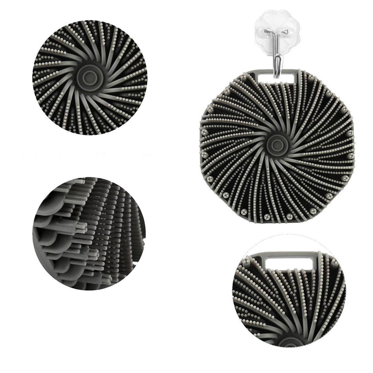 The Sud Bud Silicone Body Scrubber - Exfoliating for Sensitive Skin, Shower Use, Hanging Design, Durable Massage Brush,##grey/1 pc #blue