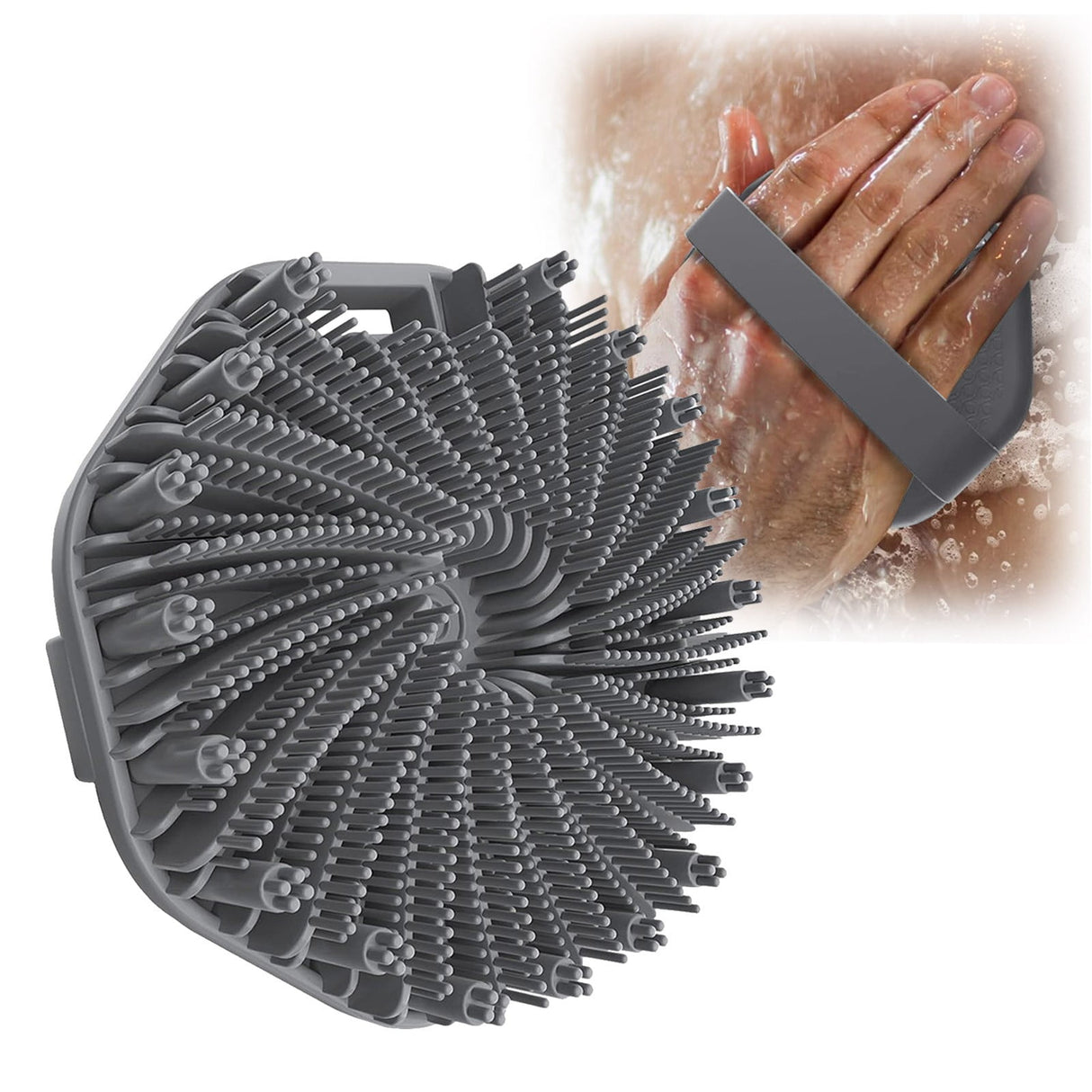 The Sud Bud Silicone Body Scrubber - Exfoliating for Sensitive Skin, Shower Use, Hanging Design, Durable Massage Brush,##grey/1 pc #grey