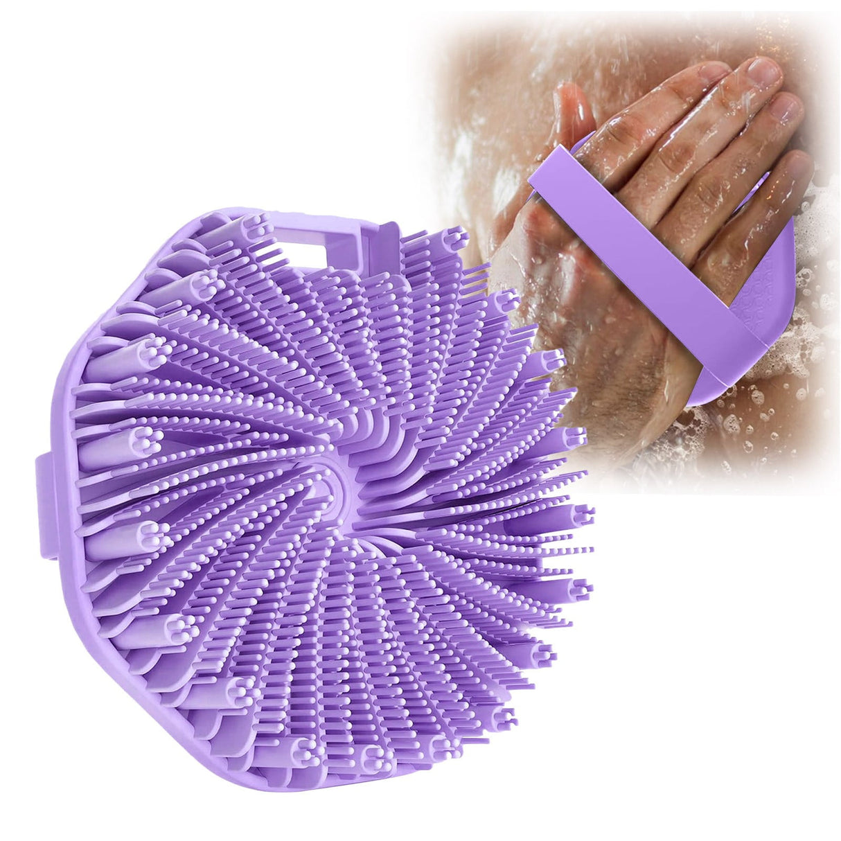 The Sud Bud Silicone Body Scrubber - Exfoliating for Sensitive Skin, Shower Use, Hanging Design, Durable Massage Brush,##grey/1 pc #purple