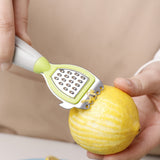 Green Stainless Steel 3-in-1 Citrus Zester & Juicer – Multi-Functional Lemon Grater, Peeler & Juicing Tool with Soft Grip Handle for Oranges, Limes & Grapefruit