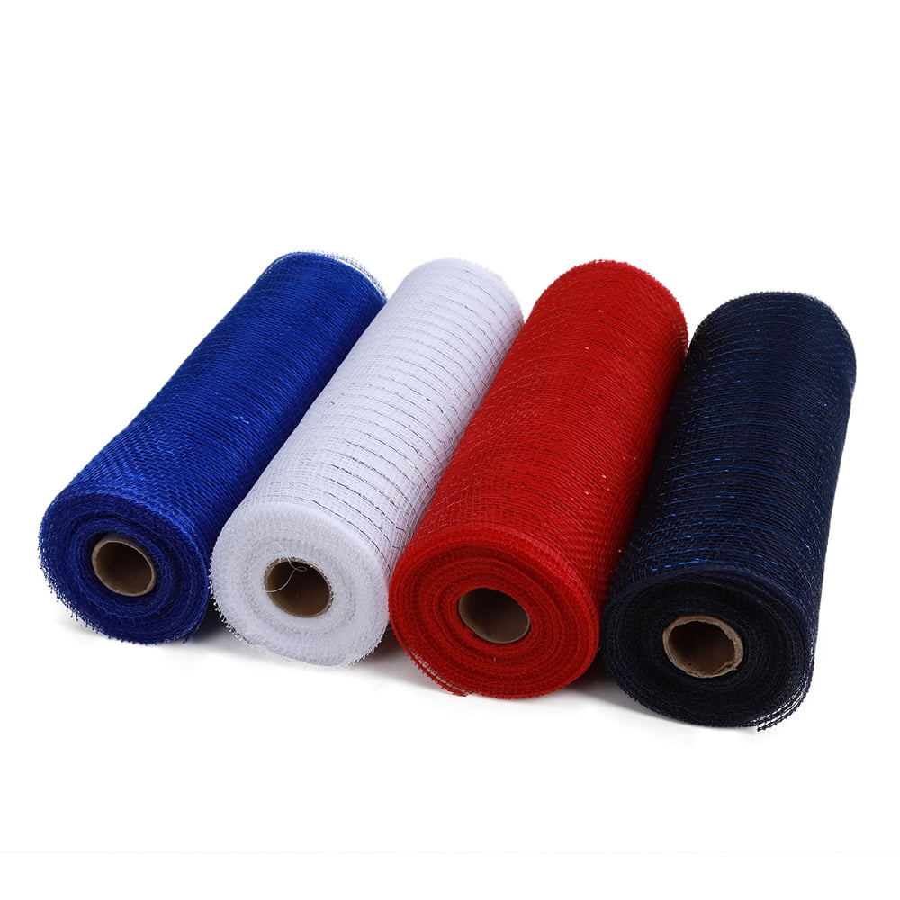 Clearance 4 Rolls Poly Burlap Deco Mesh 10 Inch Wide Decorative Ribbon Wrapping Home Door Wreath Decoration DIY Crafts Making