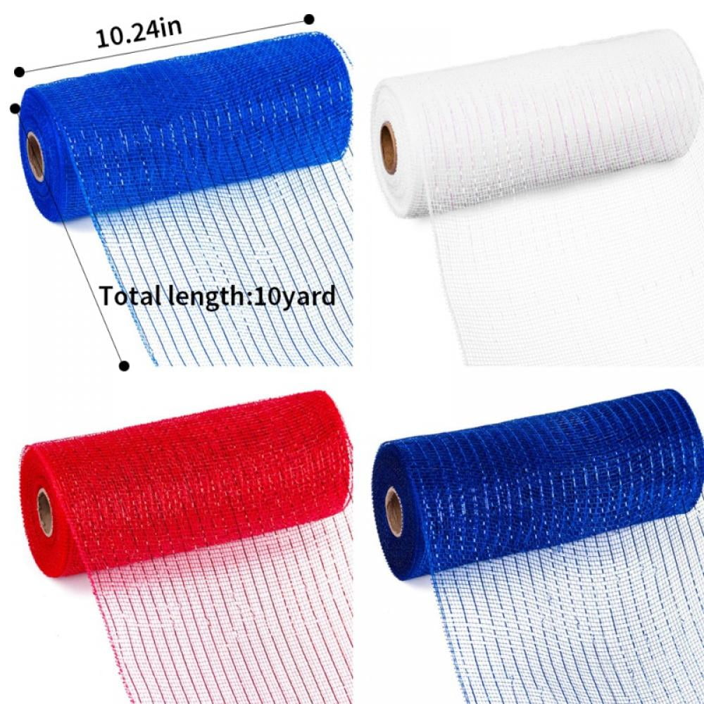 Clearance 4 Rolls Poly Burlap Deco Mesh 10 Inch Wide Decorative Ribbon Wrapping Home Door Wreath Decoration DIY Crafts Making