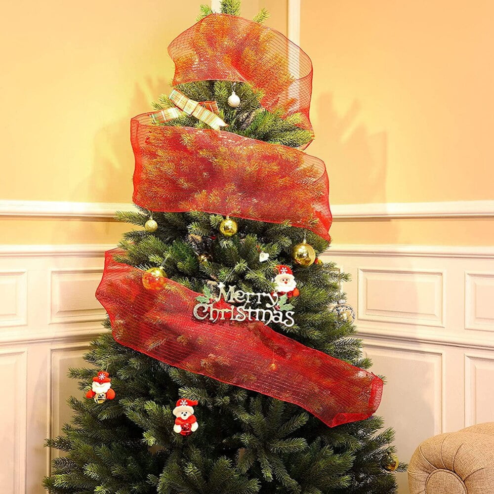 Clearance 4 Rolls Poly Burlap Deco Mesh 10 Inch Wide Decorative Ribbon Wrapping Home Door Wreath Decoration DIY Crafts Making