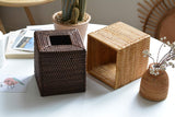 Rattan Tissue Box Cover Square, Hand Woven Wicker Tissue Holder, 5.5 x 5.5 X 5.7 inch, Natural - Side View