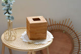 Rattan Tissue Box Cover Square, Hand Woven Wicker Tissue Holder, 5.5 x 5.5 X 5.7 inch, Natural - Rear View