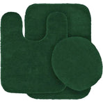 Bathroom 6 Modern Solid Print 3-Count Grey Polyester Bath Rugs, 18 x 28, Non-Slip Backing Dark Green
