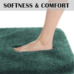 Bathroom 6 Modern Solid Print 3-Count Grey Polyester Bath Rugs, 18 x 28, Non-Slip Backing Dark Green