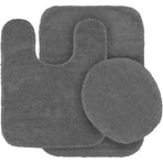Bathroom 6 Modern Solid Print 3-Count Grey Polyester Bath Rugs, 18 x 28, Non-Slip Backing Gray Charcoal