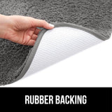 Bathroom 6 Modern Solid Print 3-Count Grey Polyester Bath Rugs, 18 x 28, Non-Slip Backing Gray Charcoal - Side View