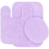 Bathroom 6 Modern Solid Print 3-Count Grey Polyester Bath Rugs, 18 x 28, Non-Slip Backing Light Purple