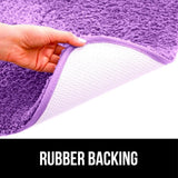 Bathroom 6 Modern Solid Print 3-Count Grey Polyester Bath Rugs, 18 x 28, Non-Slip Backing Light Purple - Side View