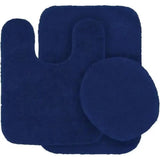 Bathroom 6 Modern Solid Print 3-Count Grey Polyester Bath Rugs, 18 x 28, Non-Slip Backing Navy Blue